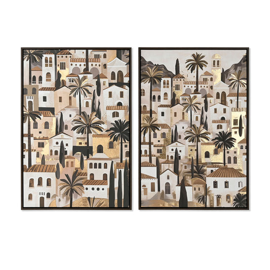 HKH Quadro Tecido Tela Casas