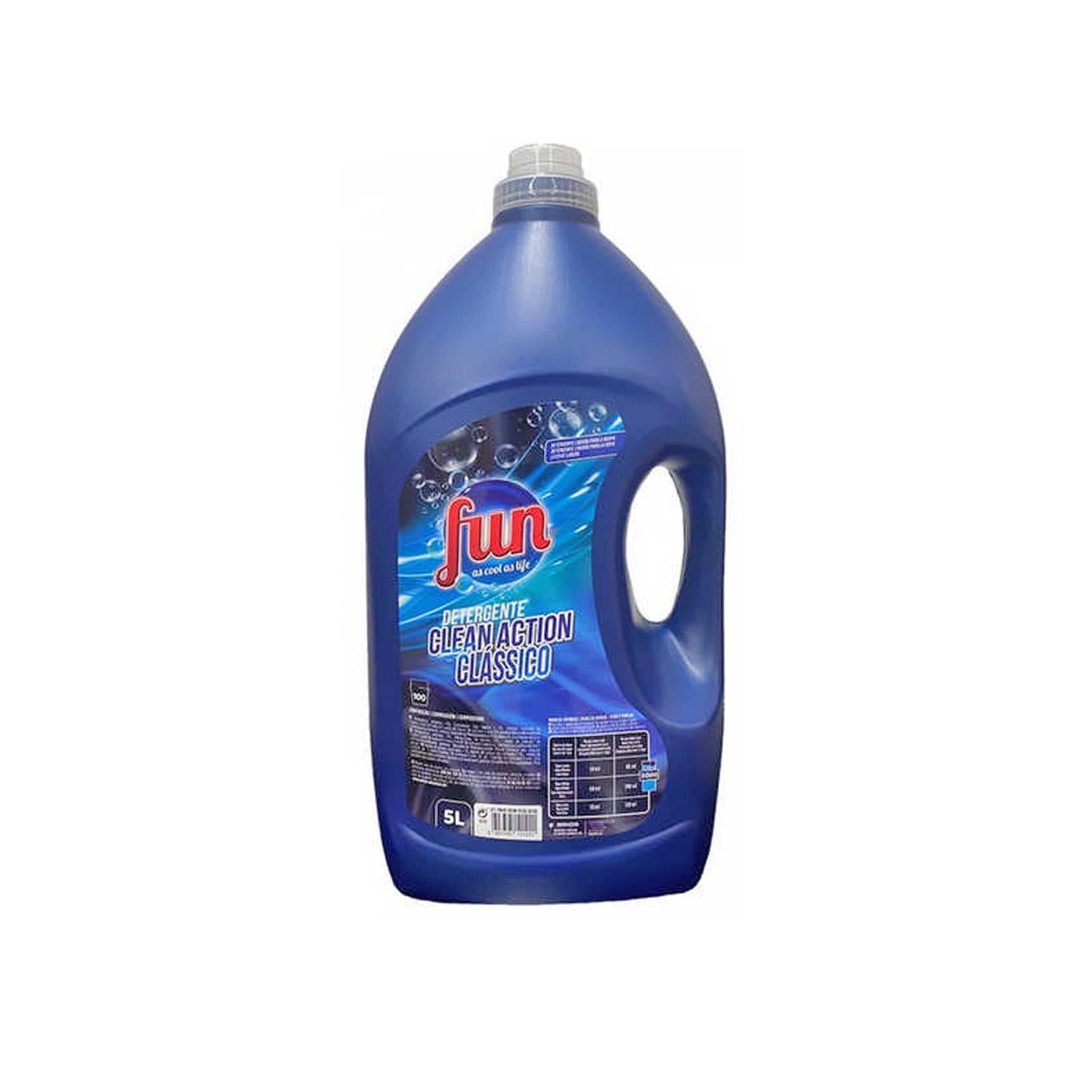 Fun Detergente Líquido Máquina Roupa Concentrado Clássico 100 Doses 5 L — embalagem