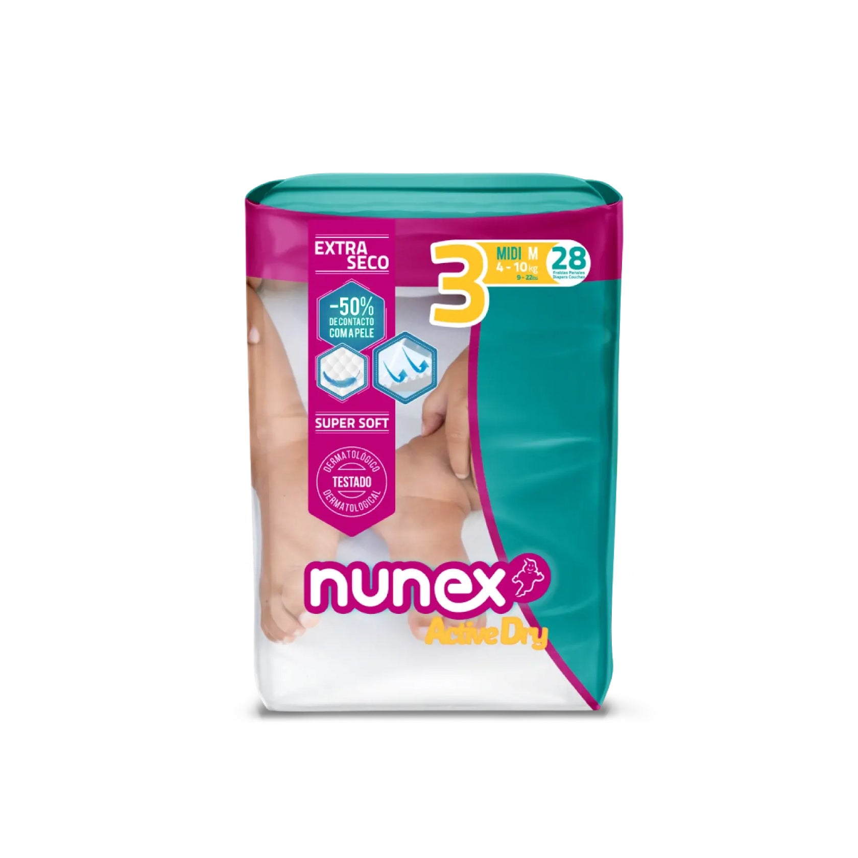 Nunex Pañales Secos Activos T3 4-10 kg 28 unidades