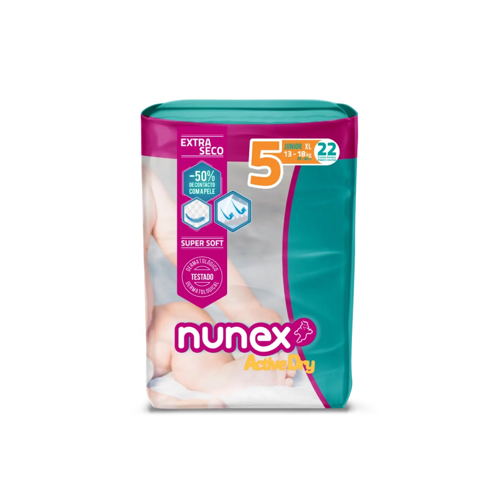 Nunex Active Pañales Secos T5 13-18 kg 22uds