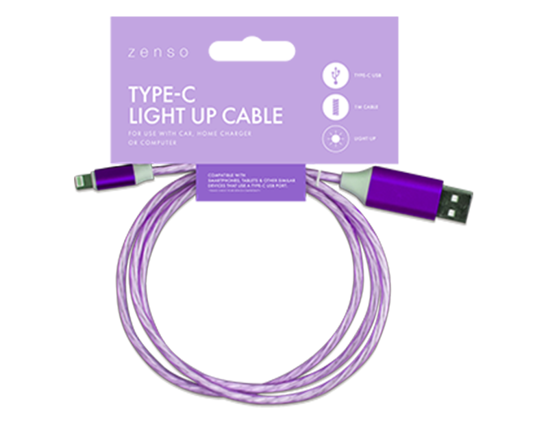 Cabo de Carregamento Efeito LED Type C-USB 1 m