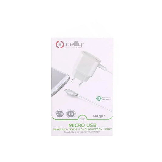 Cargador MicroUSB Celly Blanco