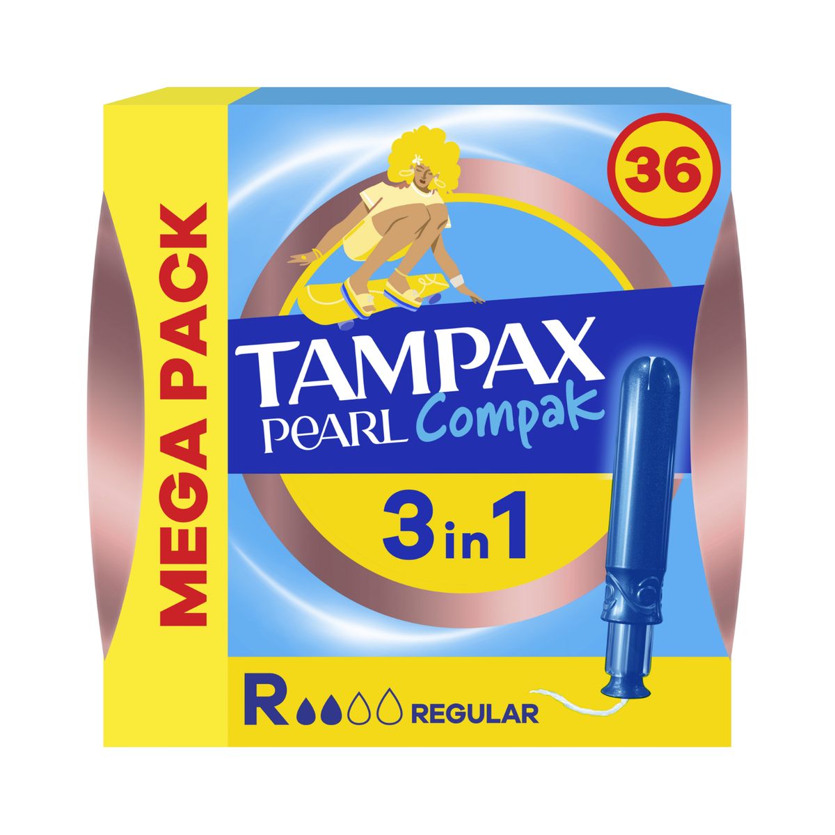 Tampax Tampões com Aplicador Pearl Compak Regular 36 un