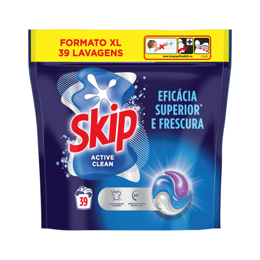 Skip Detergente Máquina Roupa Active Clean 39 Cápsulas