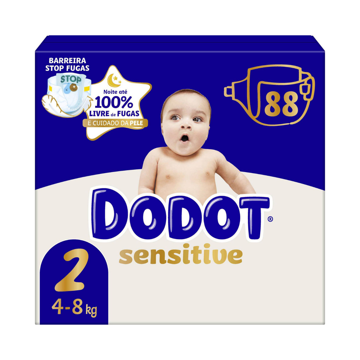 Dodot Sensitive Fraldas T2 4-8 kg 88 un