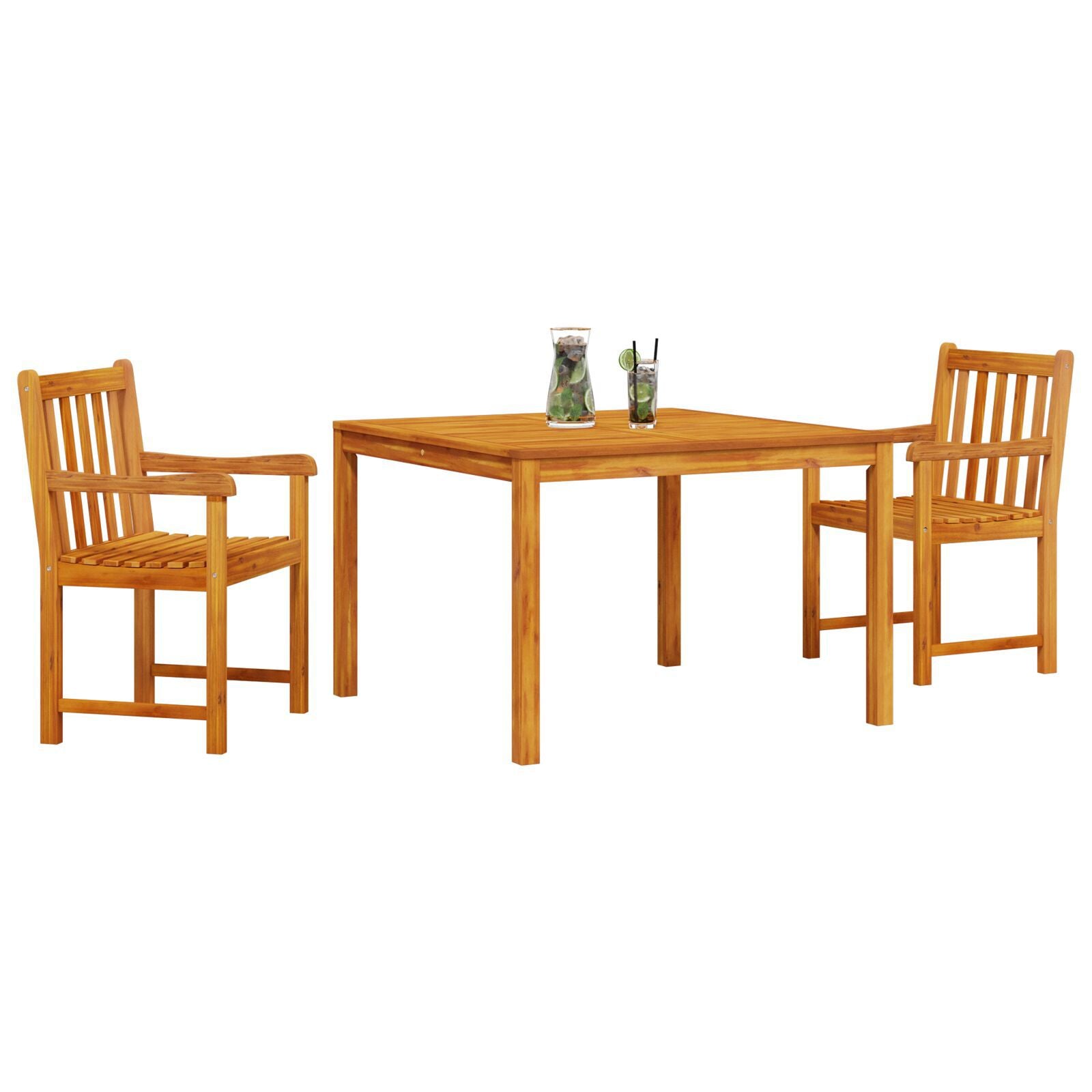 Conjunto de Jantar para o Jardim com 3 Peças em Madeira Sólida de Acácia - Castanho