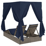 HKH Cama Dupla De Sol Conjunto De 2 Cinza E Azul-marinho Rattan - Cinzento