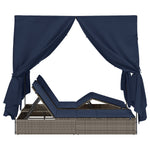 HKH Cama Dupla De Sol Conjunto De 2 Cinza E Azul-marinho Rattan - Cinzento