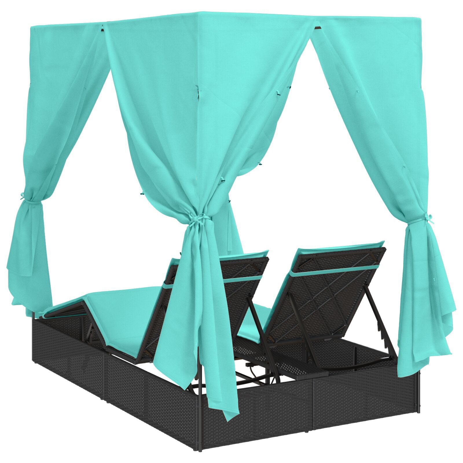 HKH Double Sun Lounger Conjunto De 2 E Turquesa - Preto