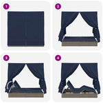 HKH Cama Dupla De Sol Conjunto De 2 Cinza E Azul-marinho Rattan - Cinzento