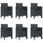 HKH Conjunto de Jantar de 7 Peças para Jardim Polirattan - Antracite