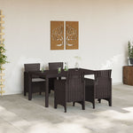 HKH Conjunto de Jantar de Jardim 5 Peças com Almofadas Polirattan - Castanho