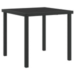 Conjunto de Jantar HKH 3 Peças com Almofadas de Vime Poliéster Cinza, Mesa de Jardim HKH Preta 80x80x73 Cm com Vidro Temperado - Preto