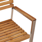 Conjunto de Jantar de 5 Peças de Madeira Sólida de Acácia Hkh, Mesa de Jantar Ao Ar Livre 90x90x74.5 Cm de Madeira Sólida de Acácia Hkh, Cadeiras de Jardim Empilháveis 4 Pcs de Madeira Sólida de Acácia e Aço HKH - Castanho
