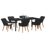 HKH Conjunto de Jantar de 7 Peças em Polyrattan - Preto