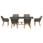HKH Conjunto de Jantar 7 Peças Cinza Rattan Poly - Cinzento