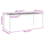 HKH Conjunto de Jantar de Jardim de 7 Peças + Mesa de Jantar200x90x74.5 Cm + 2 Cadeiras Empilháveis + 4 Cadeiras Empilháveis - Castanho