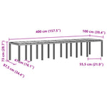 HKH Mesa de Jardim Cinza-clara 400x100x73 Cm Poliéster de Vime, HKH Mesa de Jardim Cinza-clara 250x100x73 Cm Poliéster de Vime, HKH Mesa de Jardim Cinza-clara 150x100x73 Cm Poliéster de Vime - Cinzento-claro