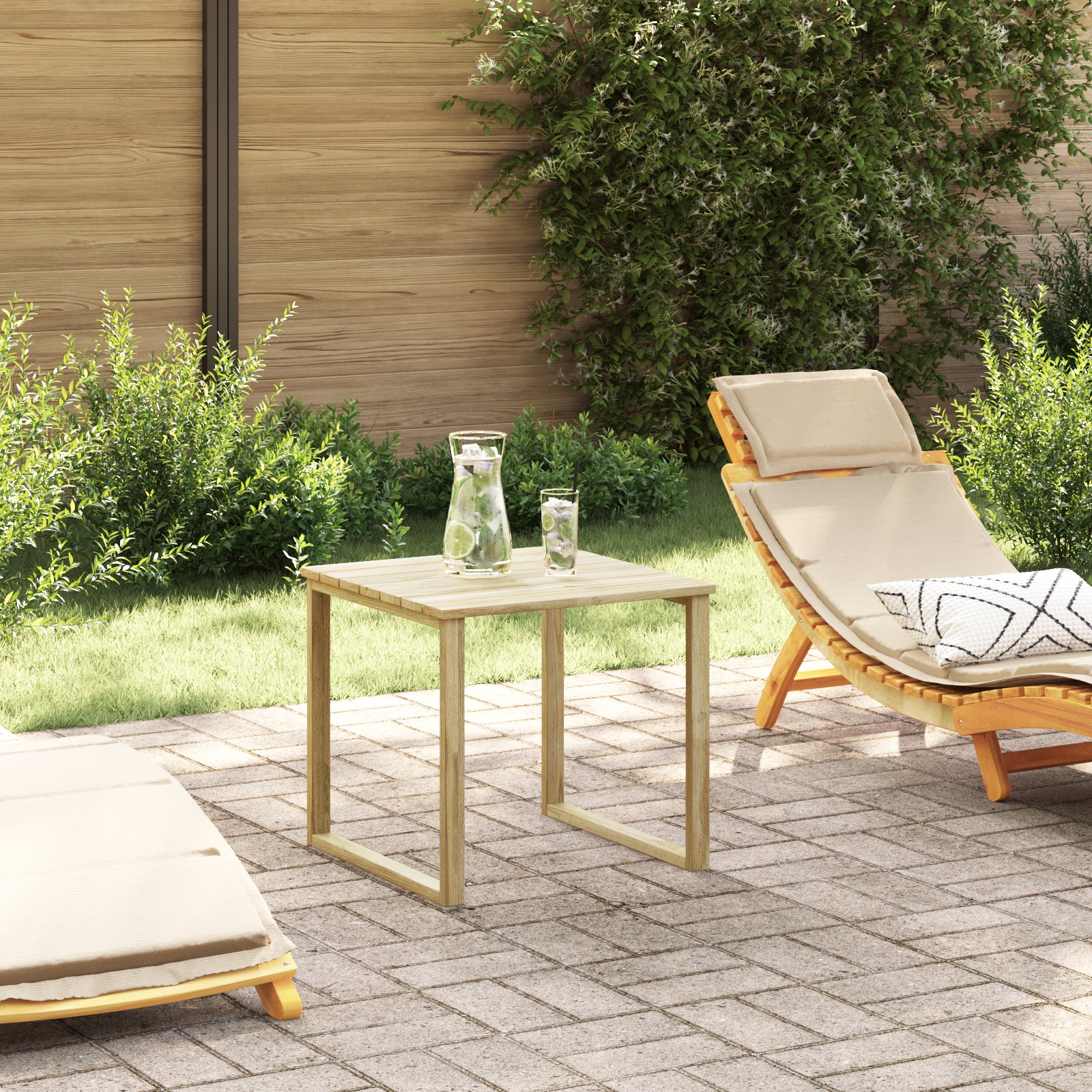 HKH Mesa de Cama Sol 50.5x50.5x46 Cm Madeira de Pinho Impregnada - Bronzeado