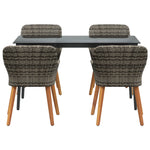 HKH Conjunto de Jantar para Jardim de 5 Peças em Rattan - Cinzento
