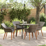 HKH Conjunto de Jantar de Jardim de 5 Peças Cinza Poliéster Rattan - Cinzento