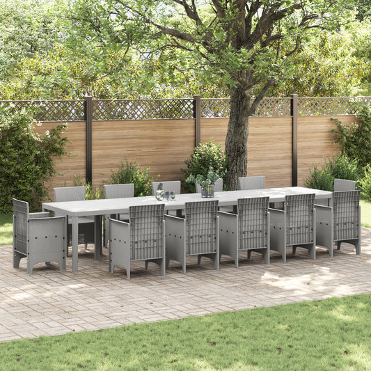 HKH Mesa de Jardim Cinza-clara 400x100x73 Cm Poliéster de Vime, HKH Mesa de Jardim Cinza-clara 250x100x73 Cm Poliéster de Vime, HKH Mesa de Jardim Cinza-clara 150x100x73 Cm Poliéster de Vime - Cinzento-claro