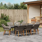 HKH Conjunto de Jantar de Jardim 9 Peças Cinza de Vime - Cinzento