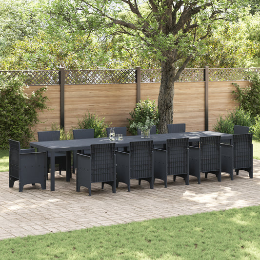 Mesa de Jardín HKH 400x100x73 Cm Poly Rattan, Mesa de Jardín HKH 250x100x73 Cm Poly Rattan, Mesa de Jardín HKH 150x100x73 Cm Poly Rattan - Antracita