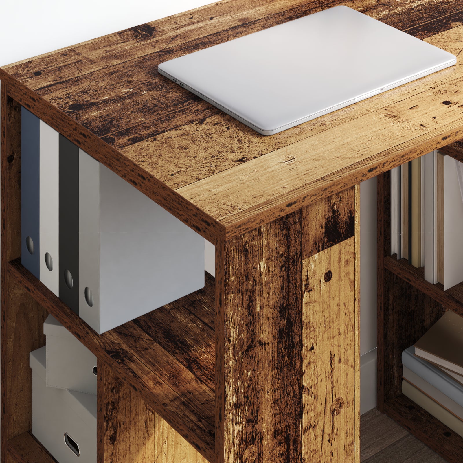 HKH Escritorio esquinero de madera maciza reciclada mediana - Viejo