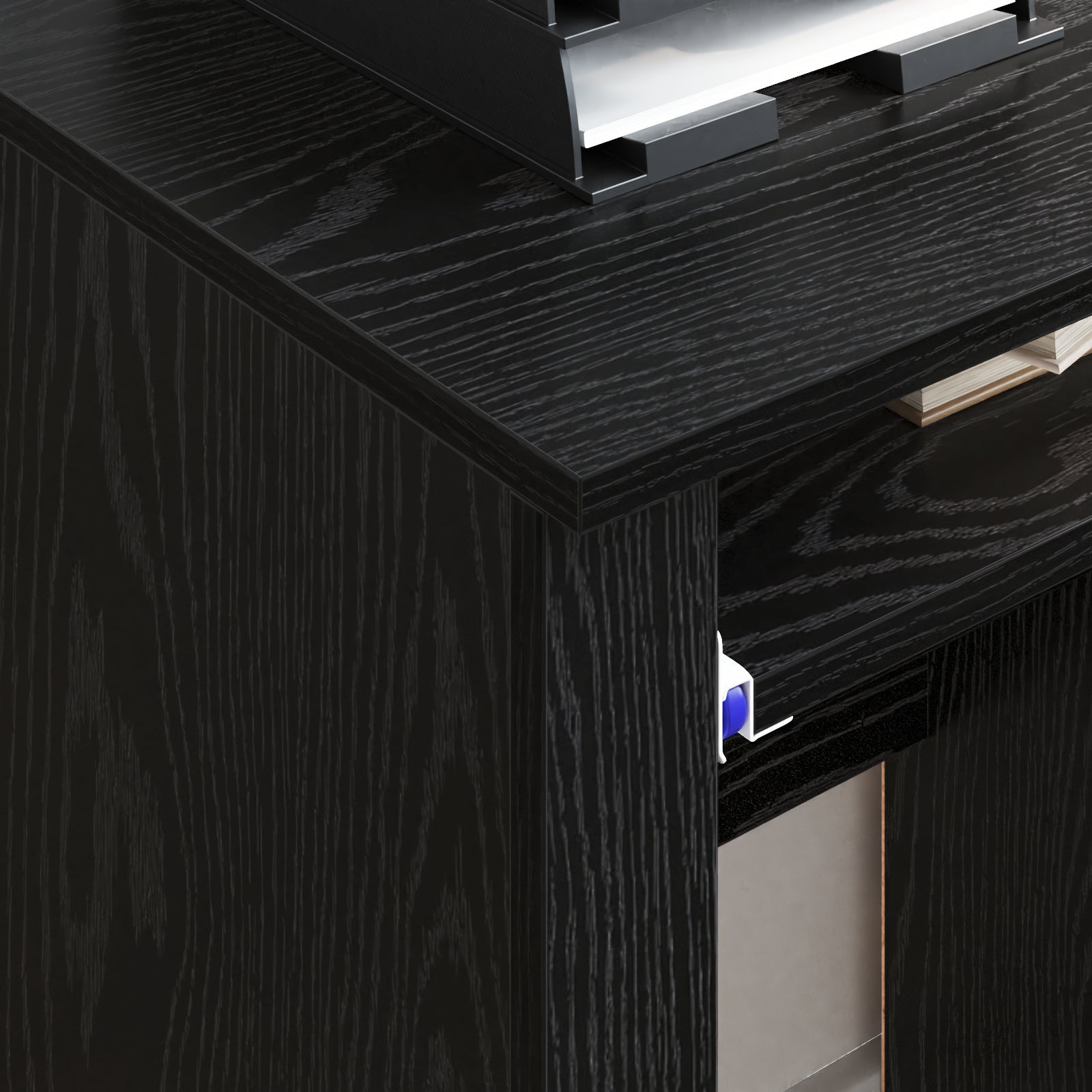 HKH Escritorio para Ordenador de Madera Roble - Negro