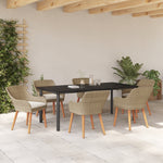 HKH Conjunto de Jantar de Jardim de 7 Peças em Rattan - Bege