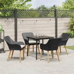 HKH Conjunto de Jantar de Jardim com 5 Peças em Rattan Poliéster - Preto