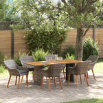 HKH Conjunto de Jantar de Jardim de 7 Peças Cinza Rattan Sintético - Cinzento