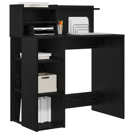 Mesa HKH con almacenamiento Roble .5 cm Madera de ingeniería - Negro