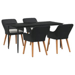 HKH Conjunto de Jantar de 5 Peças para Jardim em Rattan - Preto