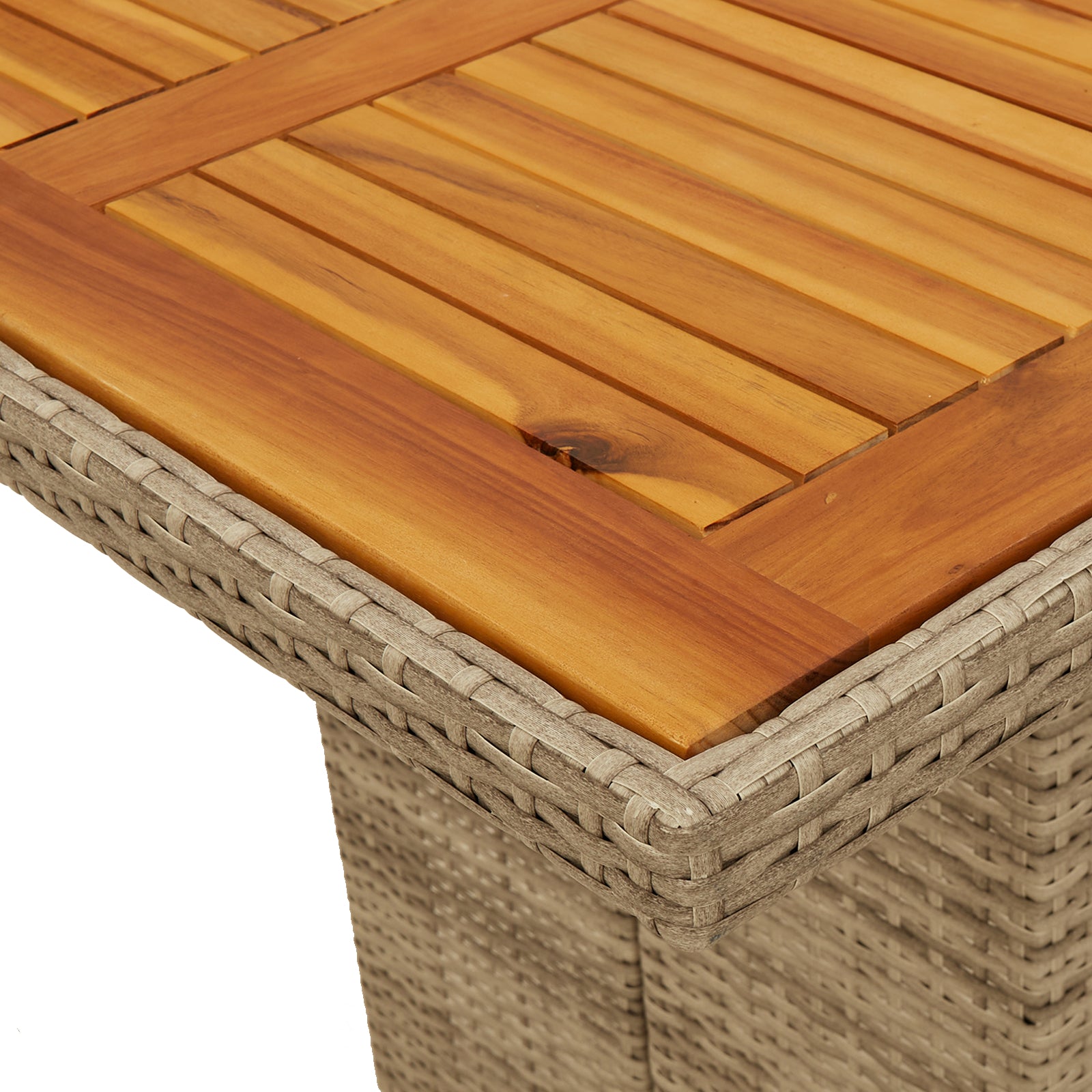 HKH Conjunto de Jantar de Jardim 7 Peças Rattan Poliéster - Bege