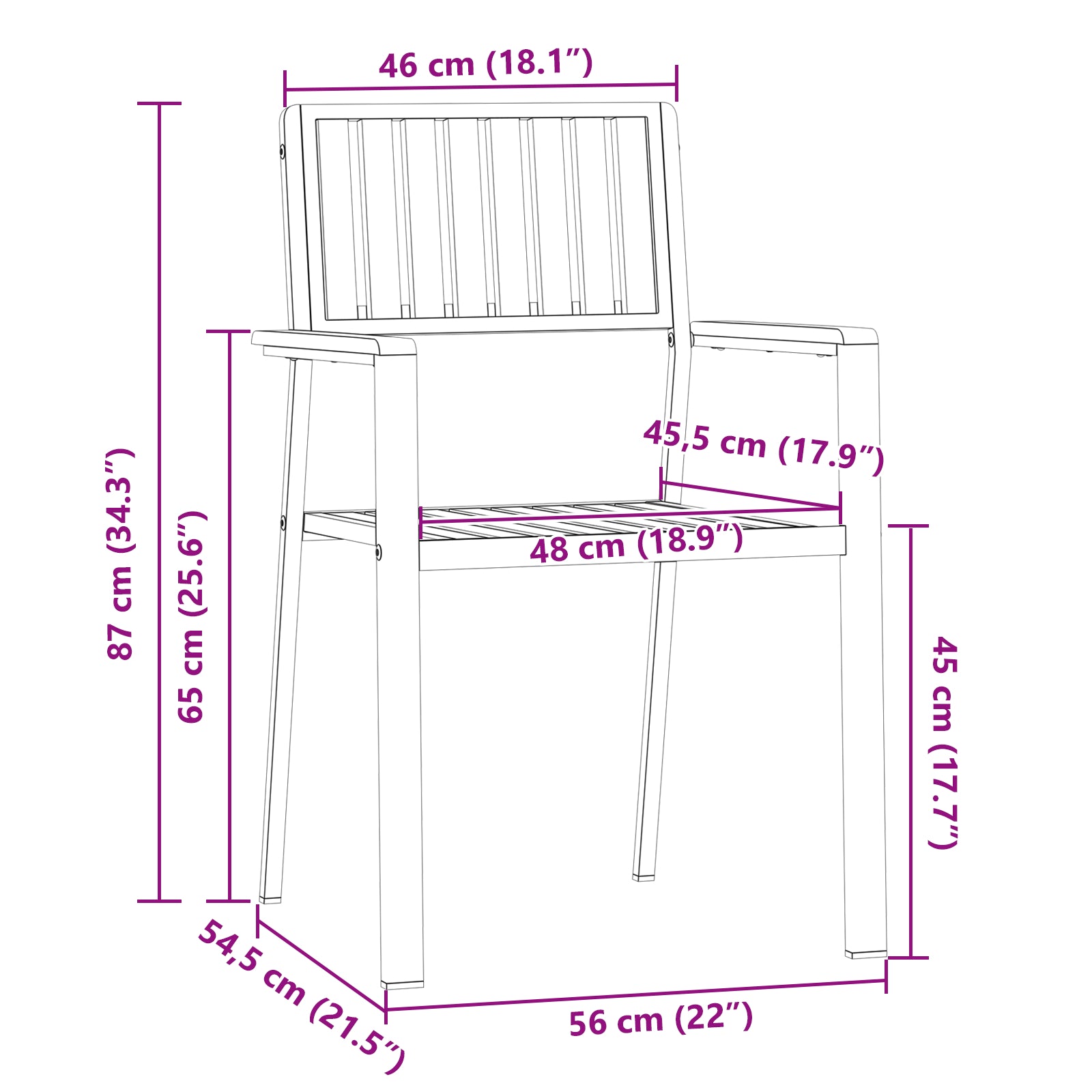 HKH Conjunto de Jantar de Jardim de 7 Peças em Madeira de Acácia com Mesa de Jantar 180x90x75 Cm + 2 Cadeiras Empilháveis + 4 Cadeiras Empilháveis - Castanho