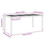 HKH Conjunto de Jantar de Jardim em Madeira Sólida de Acácia de 5 Peças, HKH Mesa de Jantar Ao Ar Livre 180x90x75 Cm em Madeira Sólida de Acácia, HKH Cadeiras de Jardim Empilháveis 4 Pcs em Madeira Sólida de Acácia e Metal - Castanho