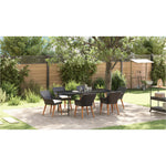 HKH Conjunto de Jantar de Jardim 7 Peças Polyrattan - Preto