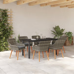 HKH Conjunto de Jantar de Jardim com 7 Peças em Rattan Poly Cinza - Cinzento