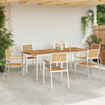 HKH Conjunto de Jantar de Jardim de 7 Peças + Mesa de Jantar200x90x74.5 Cm + 2 Cadeiras Empilháveis + 4 Cadeiras Empilháveis - Castanho