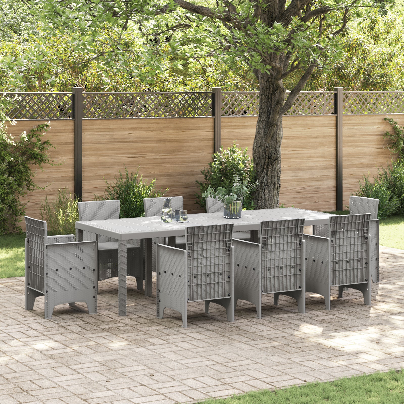 Mesa de Jardim HKH 250x100x73 Cm Rattan Sintético, Mesa de Jardim HKH 100x100x73 Cm Rattan Sintético, Mesa de Jardim HKH 150x100x73 Cm Rattan Sintético - Cinzento-claro