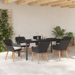 HKH Conjunto de Jantar de 7 Peças em Polyrattan - Preto