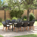 HKH Conjunto de Jantar para Jardim com 9 Peças em Vime - Preto