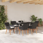 HKH Conjunto de Jantar de Jardim de 7 Peças em Rattan - Preto