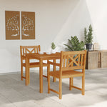 Conjunto de Jantar Jardim HKH 3 Peças Madeira Maciça Acácia, Cadeiras de Jardim HKH 2 Pcs 56x56x90 Cm Madeira Maciça Acácia - Castanho