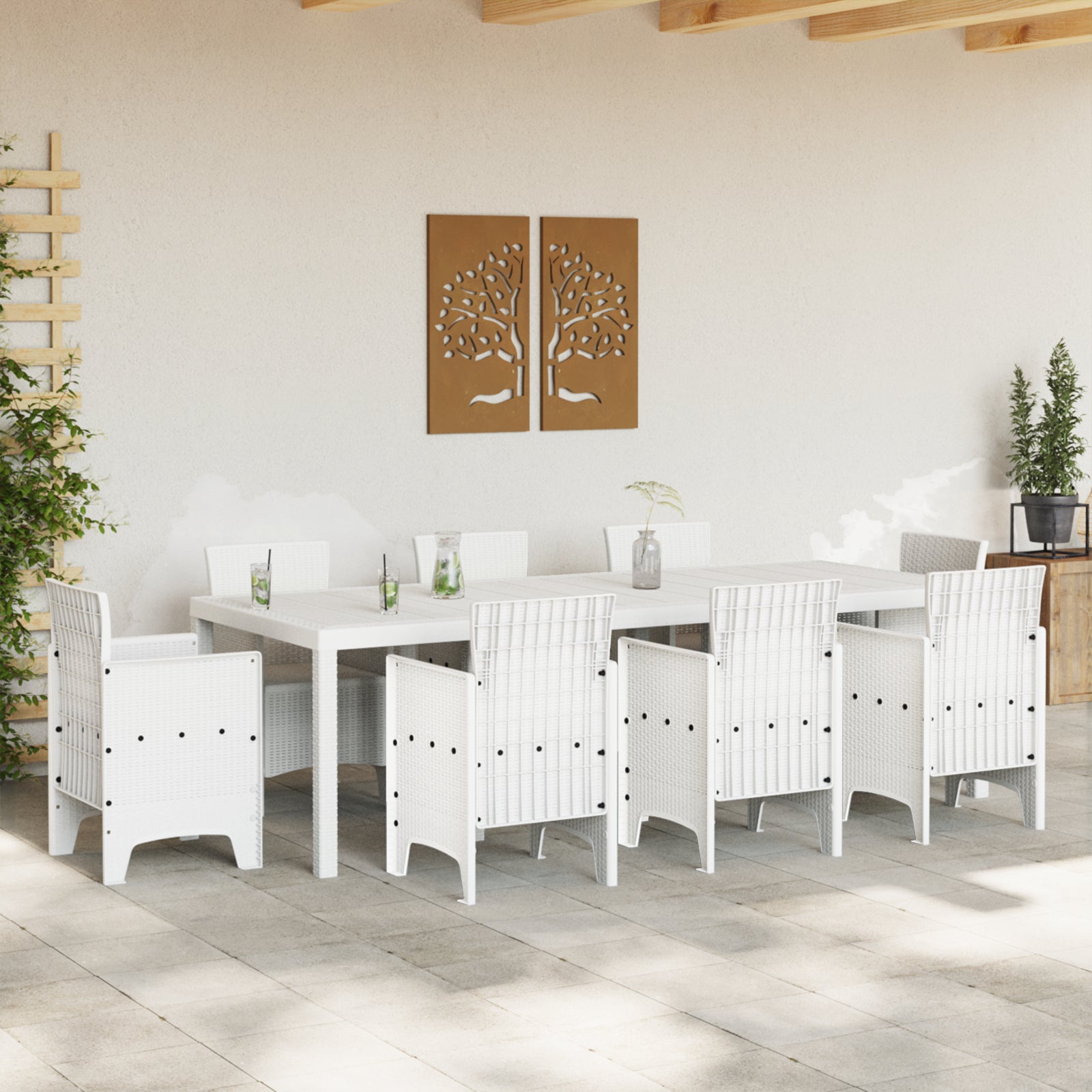 Mesa de Jardim HKH Branca 250x100x73 Cm Polyrattan, Mesa de Jardim HKH Branca 100x100x73 Cm Polyrattan, Mesa de Jardim HKH Branca 150x100x73 Cm Polyrattan - Branco