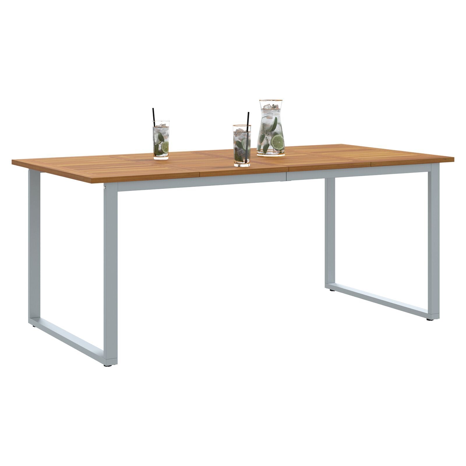 Mesa de Jantar Externa HKH Cinza Aço e Madeira Sólida de Acácia - Cinzento