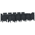 Conjunto de Jantar HKH de 13 Peças com Almofadas Vime Polimérico, Mesa de Jardim HKH 150x100x73 Cm Vime Polimérico, Cadeiras de Jardim HKH com Almofadas 4 Pcs Vime Polimérico - Antracite