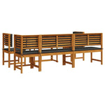 Conjunto de Jantar para o Jardim com 6 Peças e Almofadas em Madeira Sólida de Acácia - Castanho